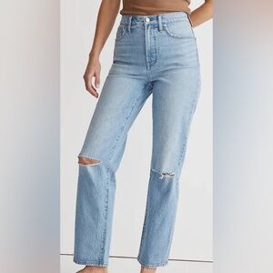 Madewell Light Blue Distressed Straight Leg Jeans 25 Tall